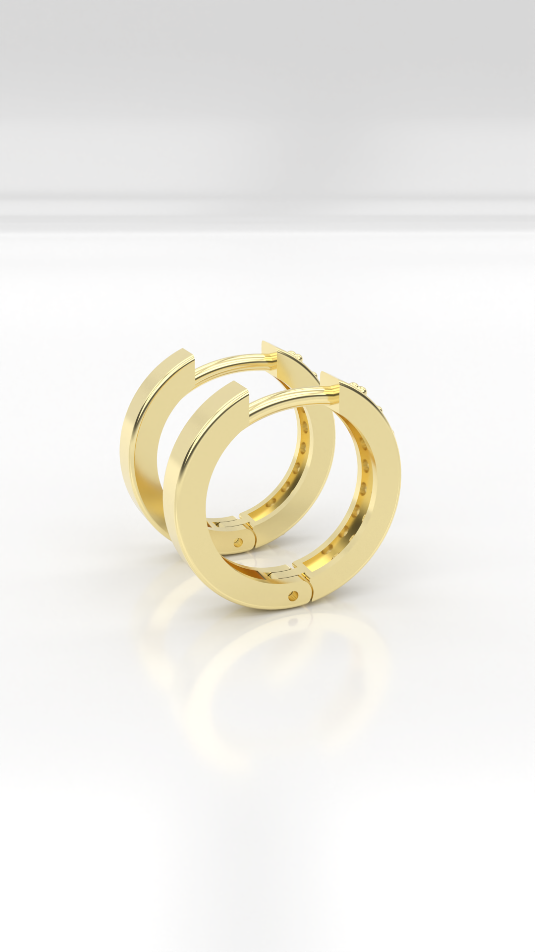 Brinco arcola articulada 12mm cravejada com zirconias em ouro 18K.