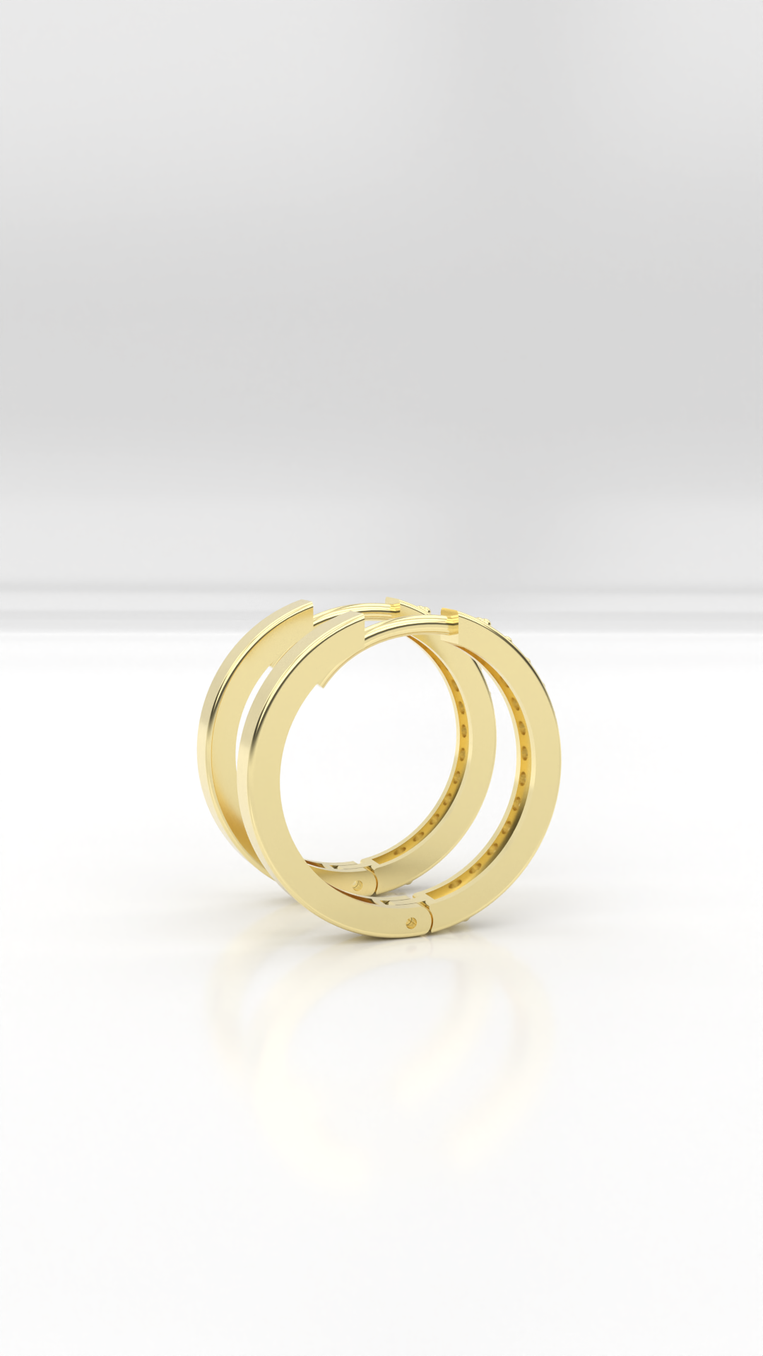 Brinco argola articulado 17mm cravejado com zirconias, em ouro 18K.