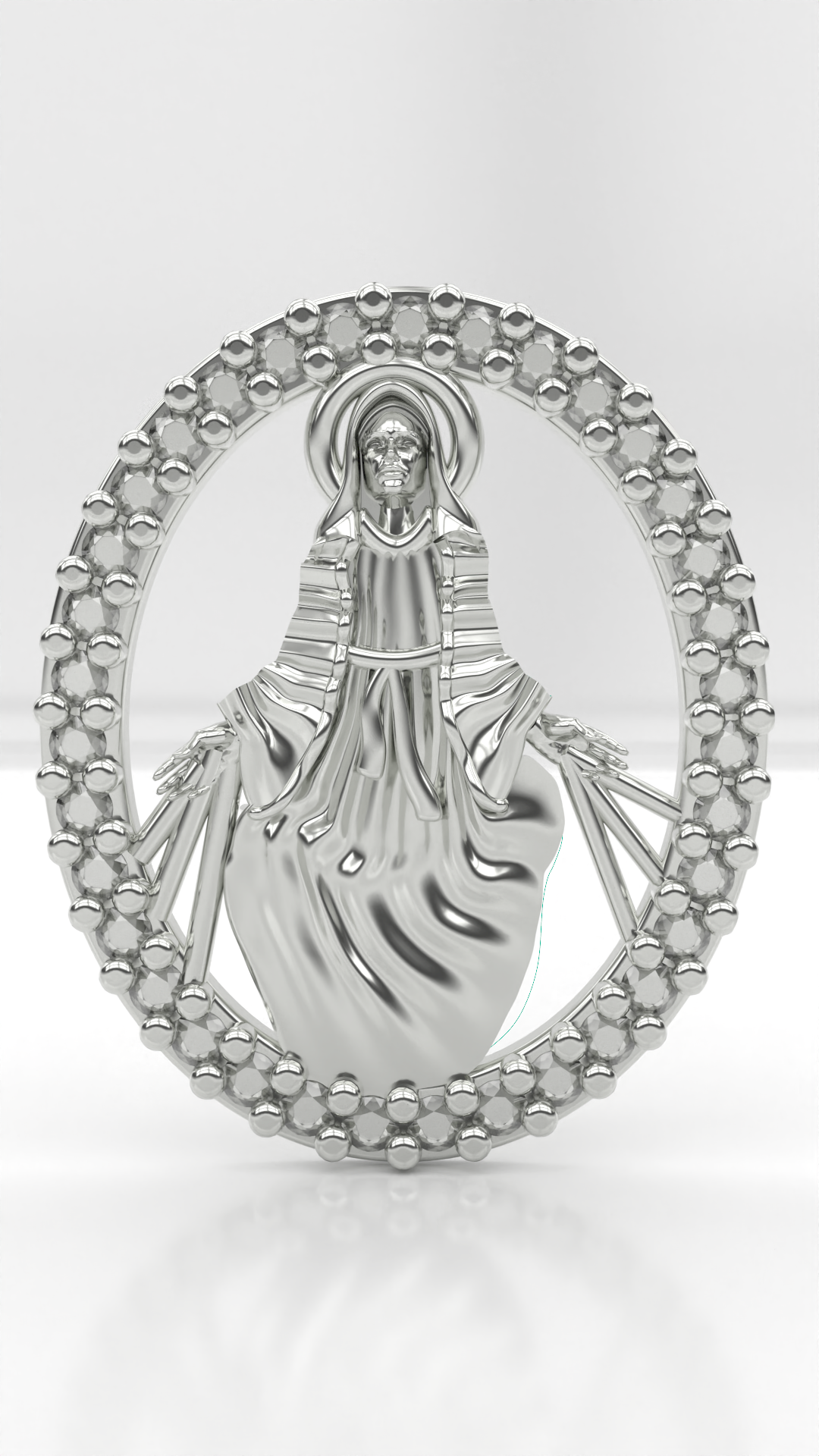 Pingente Maria em prata 925.