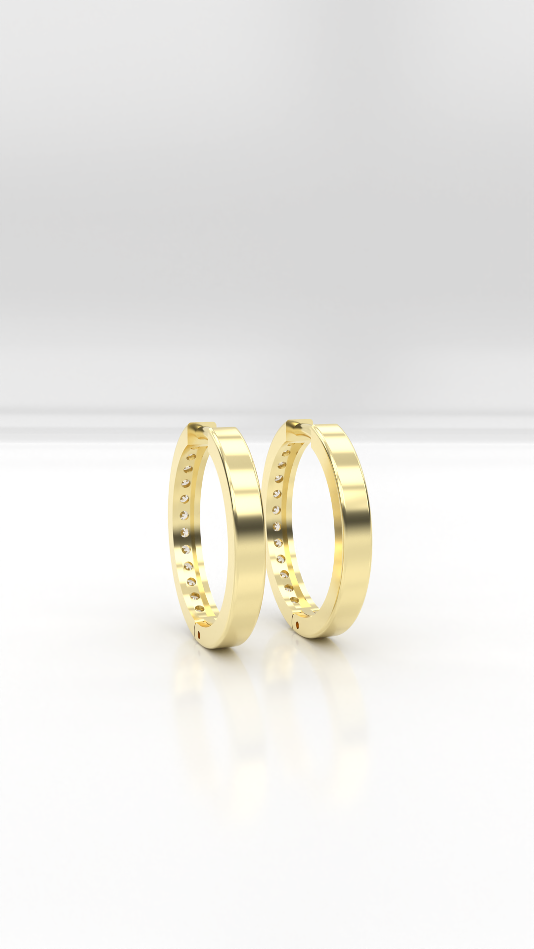 Brinco argola articulado 17mm cravejado com zirconias, em ouro 18K.