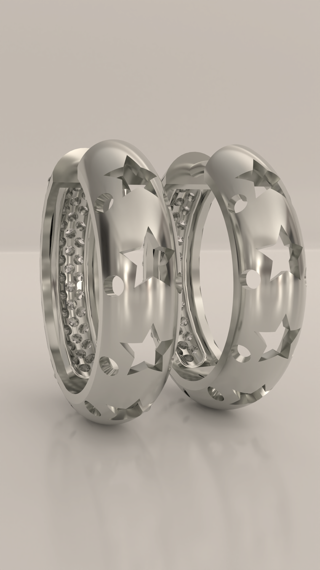 Brinco argola articulada com 3 fileiras de zirconias cravejadas, em prata 925.